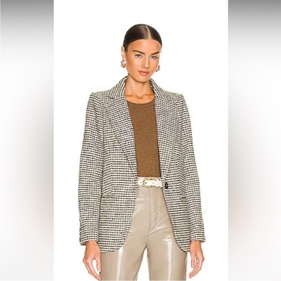 NWT Astr the label Black Tan Harlow Blazer Hazelnut Black Houndstooth Sz Medium - Picture 1 of 10